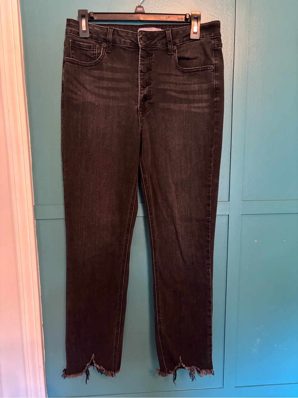 Just USA Black Washed Button-Fly Straight Jeans Size 30/10
